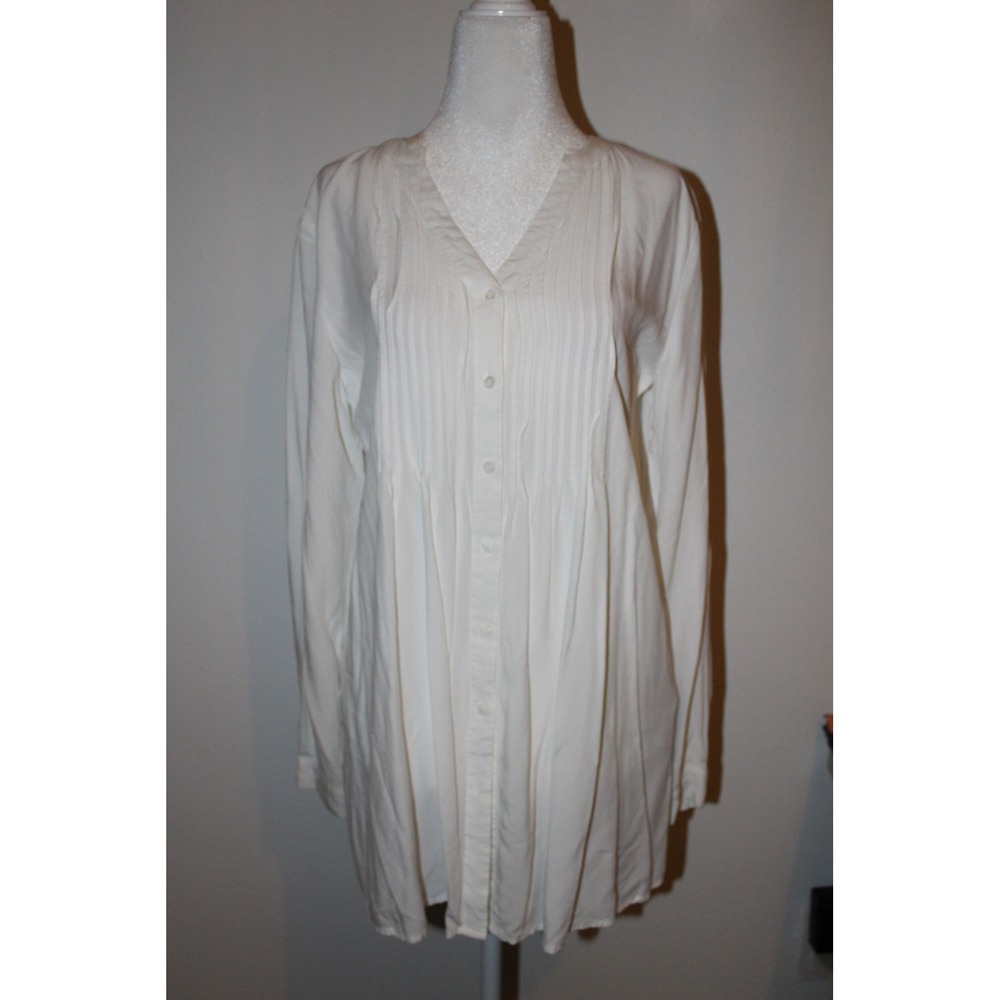 Seraphine White Pintuck Maternity Tunic Blouse Roll Tab Sleeve Size US 6 UK 10